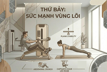 Thứ Bảy – Tăng cường sức mạnh toàn thân: Bụng, Core & Toàn thân.